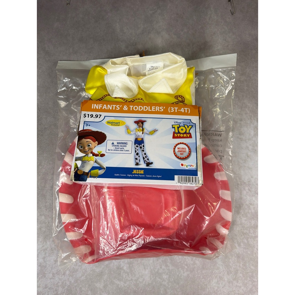 NEW Disguise Toy Story Jessie Costume Toddler 3T-4T Multi Cowgirl Jumpsuit Hat